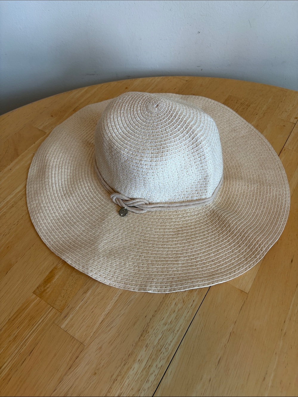 L’Atelier Du Sac Wide Brim Woven Straw Sun Hat in Cream/Light Beige